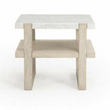 24" White Marble Side Table with