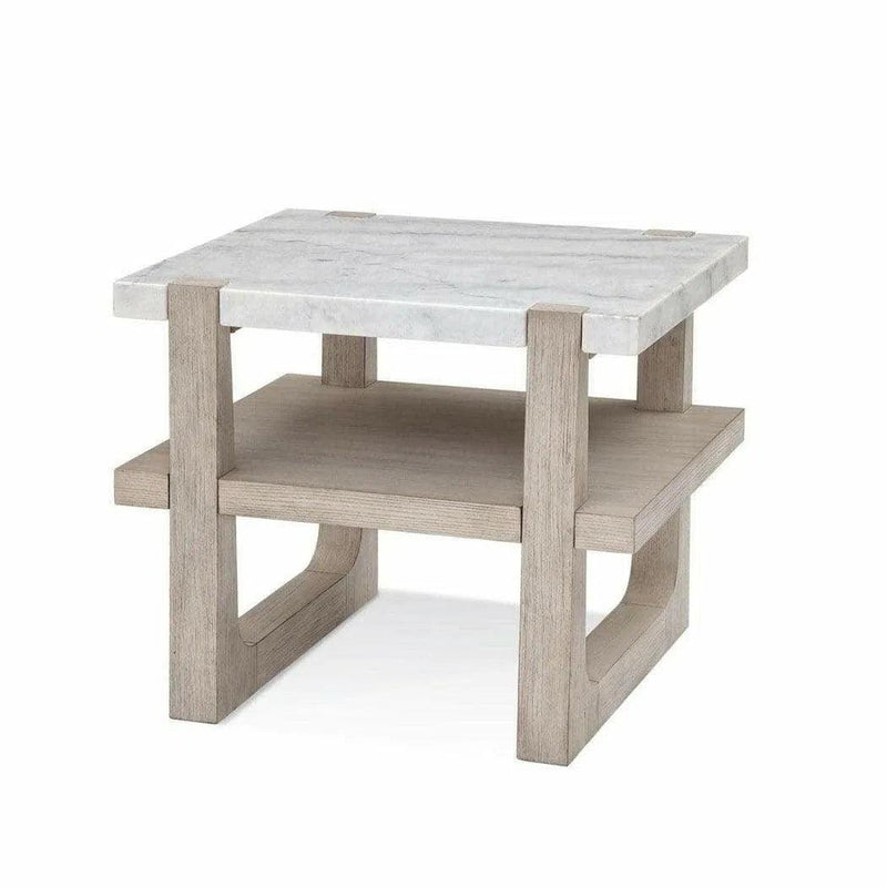 24" White Marble Side Table with