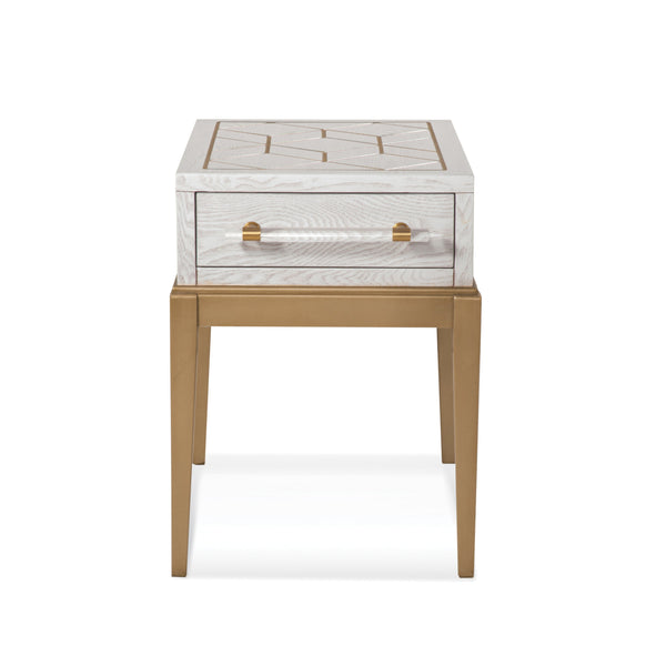 Perrine Wood White Square Accent Table