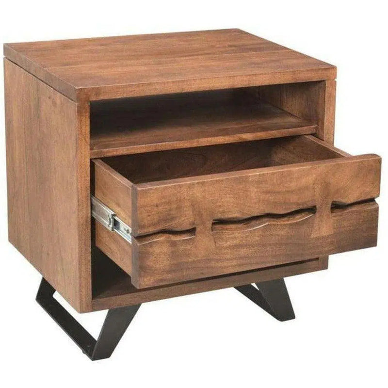 26 Inch Nightstand Brown Industrial