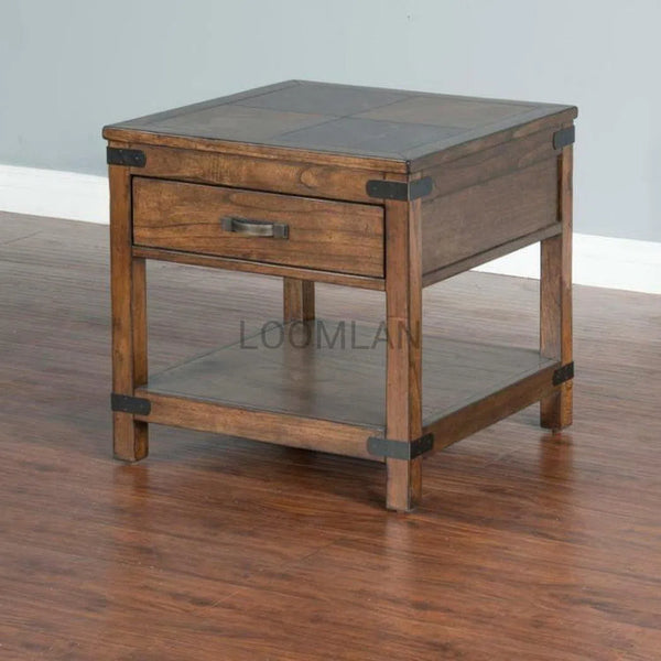26" Purposefully Wood End Table 1 Drawer Storage Shelf Side Tables LOOMLAN By Sunny D