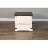 26" Square White and Black Wood End Table 1 Drawer Storage Cabinet Side Tables LOOMLAN By Sunny D