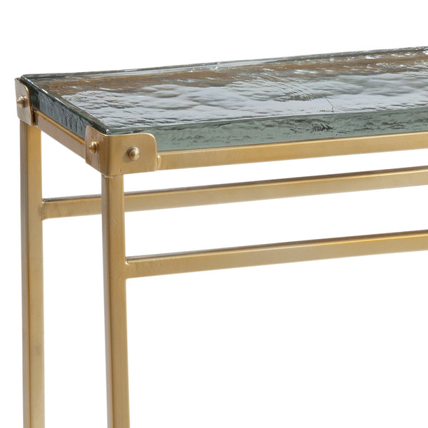 Pacillo Metal and Cast Glass Gold Rectangular Accent Table