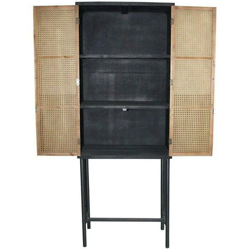 26x70 Inch Tall Wood Cabinet on Metal Stand