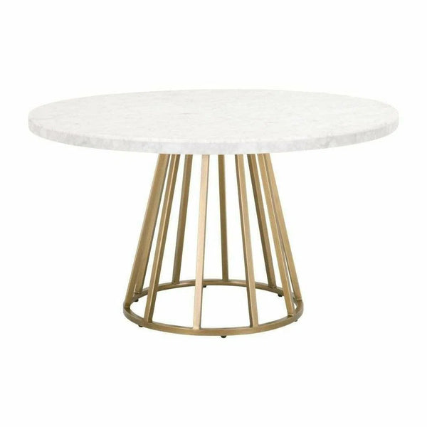 28" Brushed Gold Turino Round Dining Table Base Only Dining Tables LOOMLAN By Essentials For Living