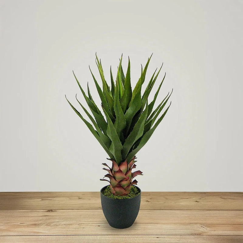 Le Present-28" Faux Botanical Outdoor Green Agave-Potted Plants-LOOMLAN