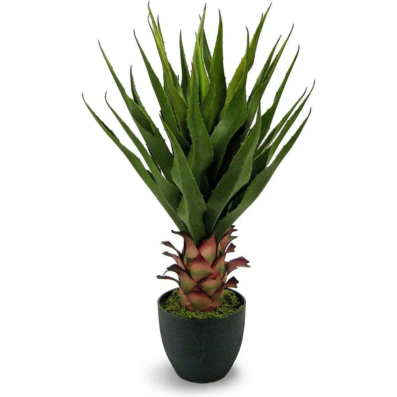 Le Present-28" Faux Botanical Outdoor Green Agave-Potted Plants-LOOMLAN