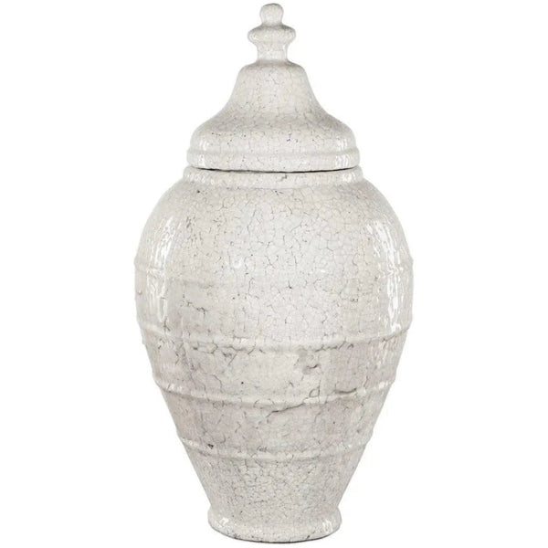 28.75 in. Virginal Terracotta White Jar - LOOMLAN - Currey & Co - Vases & Jars
