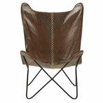 2PC Brown Leather Butterfly Accent Chairs