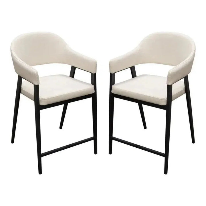 2PC Counter Height Chairs In Cream Fabric - LOOMLAN - Diamond Sofa - Counter Stools