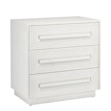 32" Ceruse White Carved Morombe Whitewashed Chest