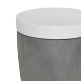 Moreno Concrete and Fiberglass White Round Accent Table