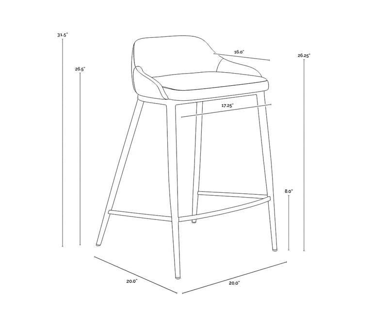 Astra Leather Upholstered Counter Stool