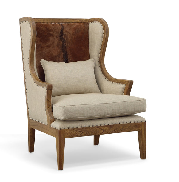 Billings Linen Upholstered Light Brown Wing Chair