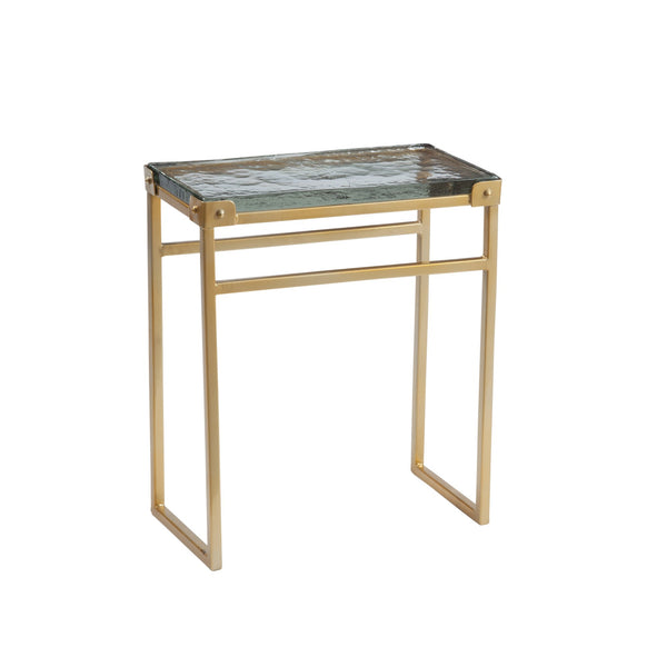 Pacillo Metal and Cast Glass Gold Rectangular Accent Table