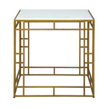 Gold Cubes Marble Topped Square Side Table