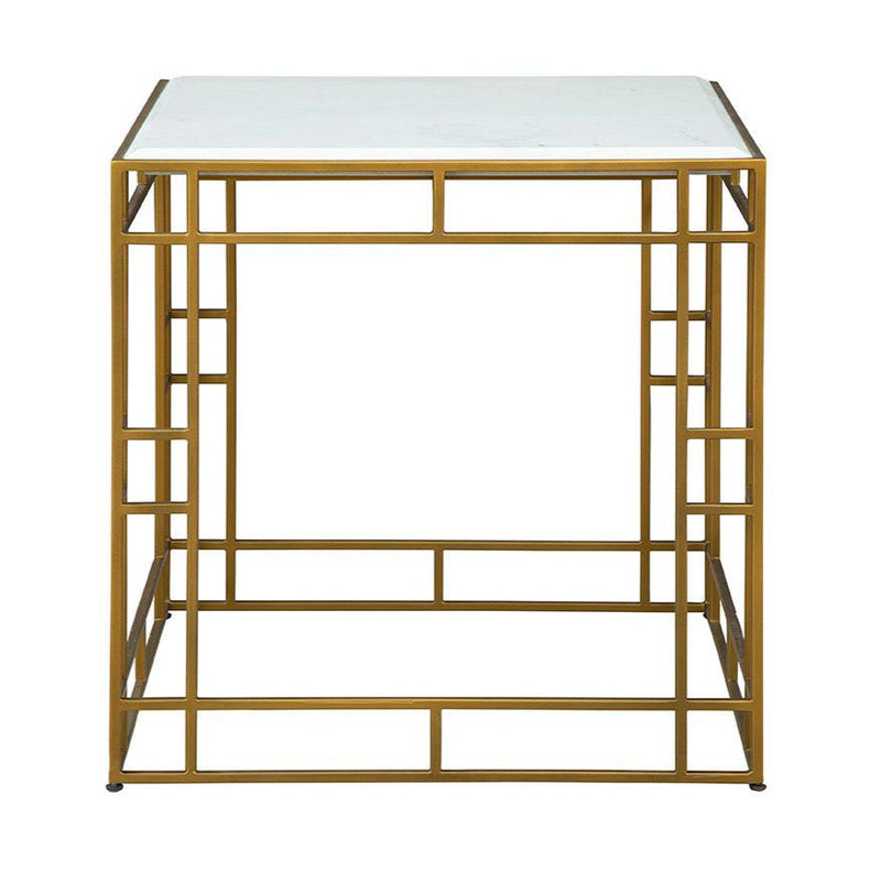 Gold Cubes Marble Topped Square Side Table