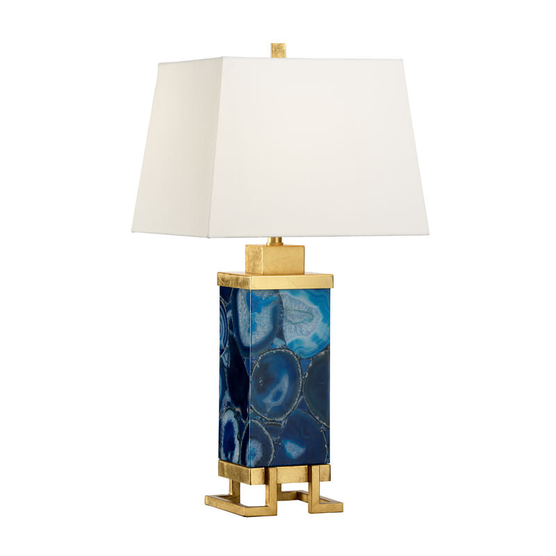 Oceans Blue Agate Gold Leaf Finish Table Lamp