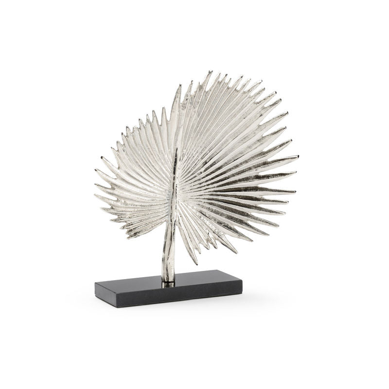 Fan Palm Silver Marble Base Sculpture