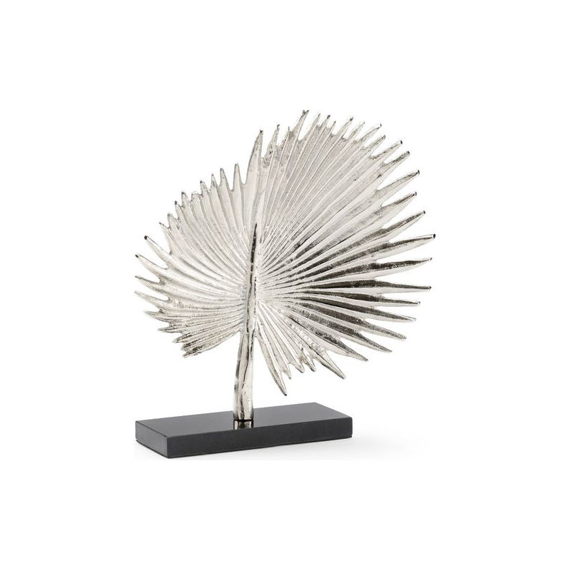 Fan Palm Silver Marble Base Sculpture