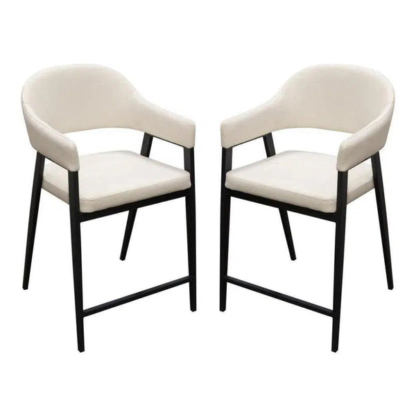 2PC Counter Height Chairs In Cream Fabric - LOOMLAN - Diamond Sofa - Counter Stools