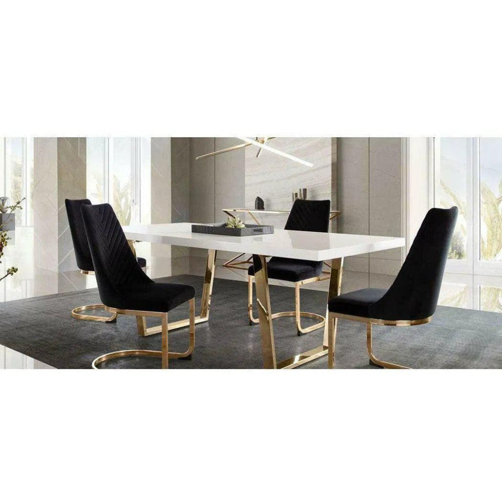 2PC Dining Chairs Black Velvet & Gold - LOOMLAN - Diamond Sofa - Dining Chairs