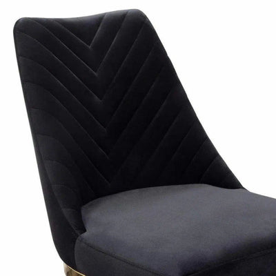 2PC Dining Chairs Black Velvet & Gold - LOOMLAN - Diamond Sofa - Dining Chairs