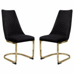 2PC Dining Chairs Black Velvet & Gold - LOOMLAN - Diamond Sofa - Dining Chairs