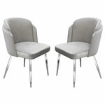 2PC Dining Chairs Grey Velvet Chrome Legs - LOOMLAN - Diamond Sofa - Dining Chairs