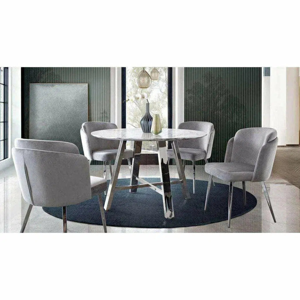 2PC Dining Chairs Grey Velvet Chrome Legs - LOOMLAN - Diamond Sofa - Dining Chairs