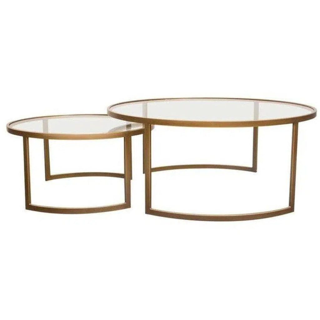 2PC Round Nesting Table Set Gold Frame Clear Glass Tops - LOOMLAN - Diamond Sofa - Coffee Tables