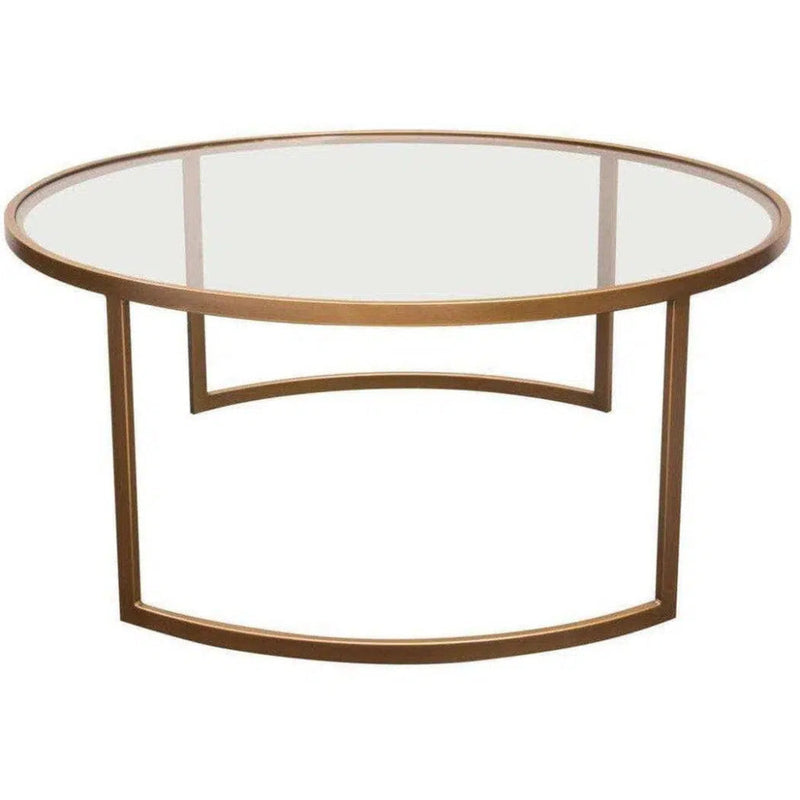 2PC Round Nesting Table Set Gold Frame Clear Glass Tops - LOOMLAN - Diamond Sofa - Coffee Tables