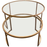 2PC Round Nesting Table Set Gold Frame Clear Glass Tops - LOOMLAN - Diamond Sofa - Coffee Tables