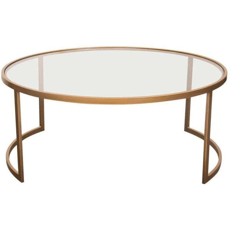 2PC Round Nesting Table Set Gold Frame Clear Glass Tops - LOOMLAN - Diamond Sofa - Coffee Tables