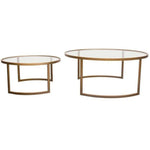 2PC Round Nesting Table Set Gold Frame Clear Glass Tops - LOOMLAN - Diamond Sofa - Coffee Tables