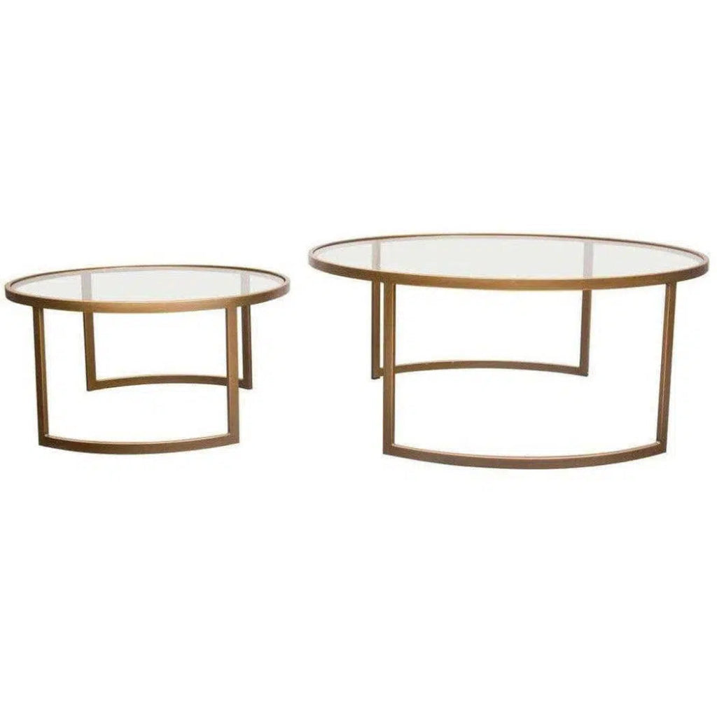 2PC Round Nesting Table Set Gold Frame Clear Glass Tops - LOOMLAN - Diamond Sofa - Coffee Tables