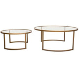 2PC Round Nesting Table Set Gold Frame Clear Glass Tops - LOOMLAN - Diamond Sofa - Coffee Tables