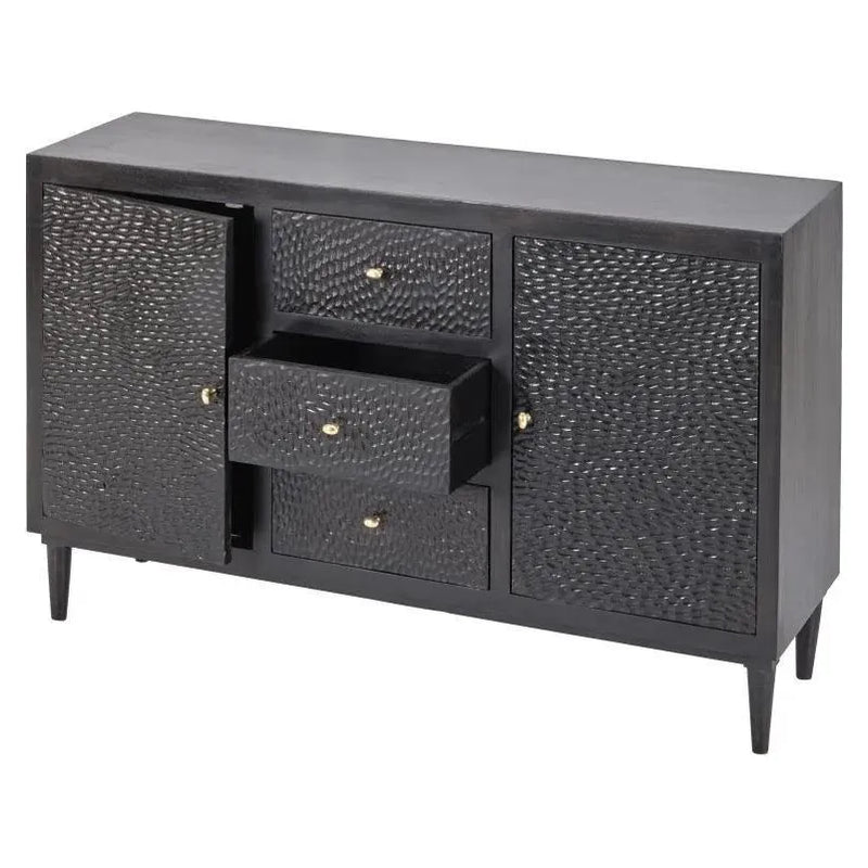 3 Drawer and 2 Door Wood Black Sideboard