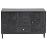 3 Drawer and 2 Door Wood Black Sideboard