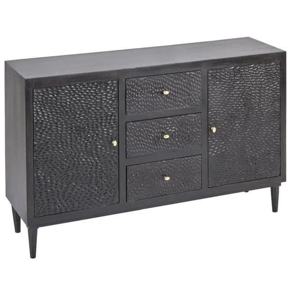 3 Drawer and 2 Door Wood Black Sideboard