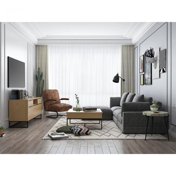 3 PC Grey Corduroy Couch Large Reversible Modular Sofa Modular Sofas LOOMLAN By Moe's Home