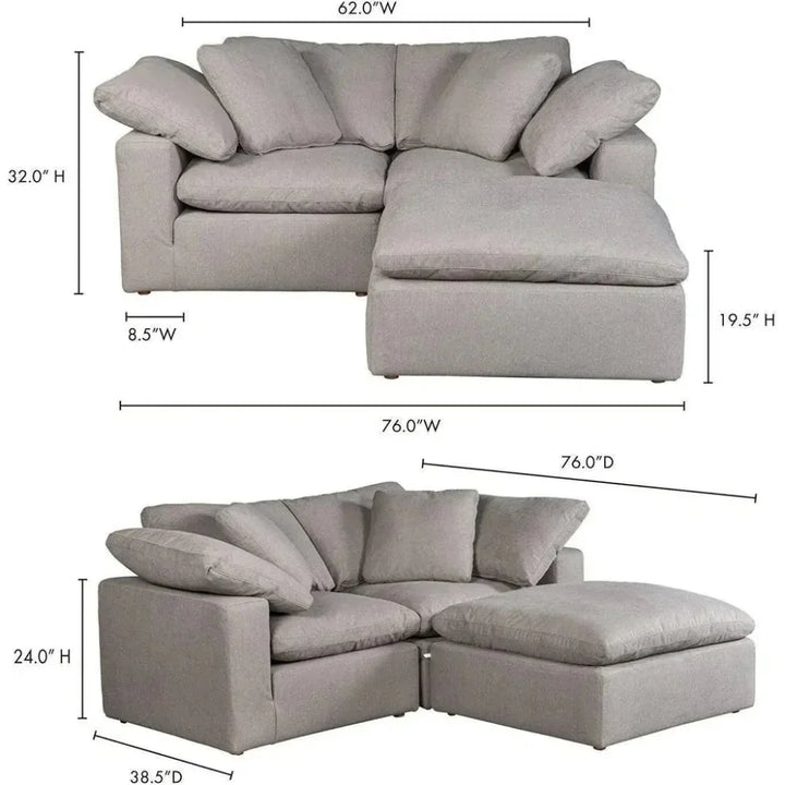 3 PC Stain Resistant Condo Grey Nook Modular-Modular Sofas-Moe's Home-LOOMLAN