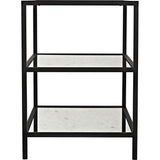 3 Tier Black Steel Rectangle Side Table Antiqued Mirror