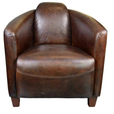 3 Legs Brown Leather Club Chair Retro - LOOMLAN - Moe's Home - Club Chairs