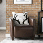 3 Legs Brown Leather Club Chair Retro - LOOMLAN - Moe's Home - Club Chairs