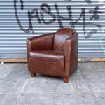 3 Legs Brown Leather Club Chair Retro - LOOMLAN - Moe's Home - Club Chairs