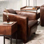 3 Legs Brown Leather Club Chair Retro - LOOMLAN - Moe's Home - Club Chairs