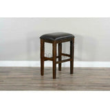 30" Dark Rustic Backless Barstool Padded Black Leather Seat Bar Stools LOOMLAN By Sunny D