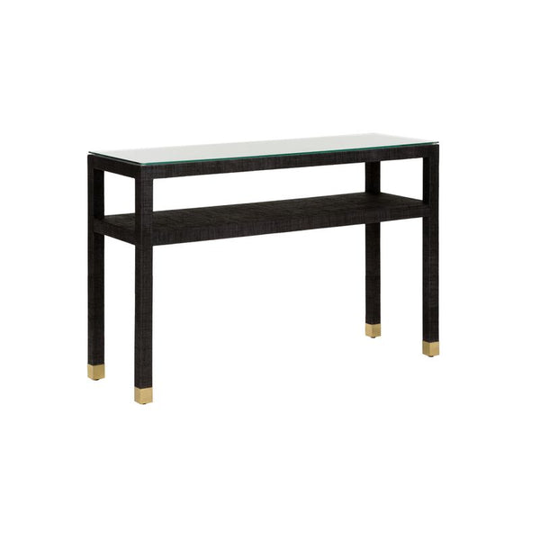 Socialite Saguran Warpped Console Table-Console Tables-Wildwood-Black-LOOMLAN