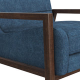 Burton Wood and Fabric Blue Accent Arm Chair